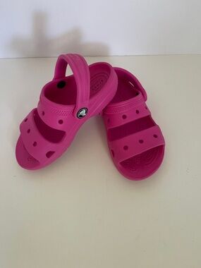 Crocs Classic Bright Pink Sandals 2 Strap Toddler Girls Size 10